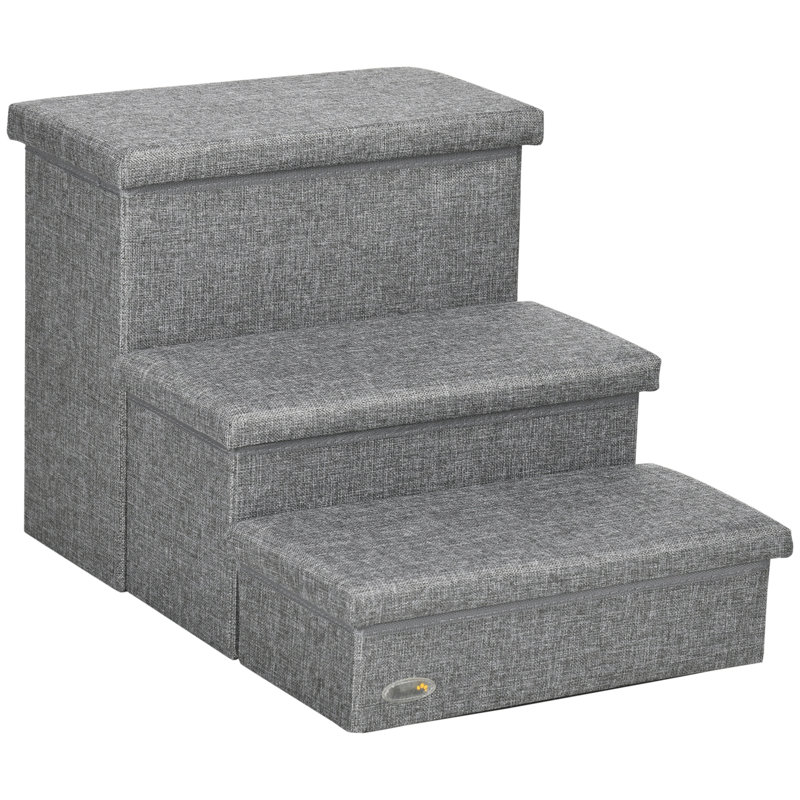 Tucker Murphy Pet 3 Steps Pet Stairs With Storage Dog Steps For Couch Bed Pet Steps For Injured Pet Older Pets Small Cats Gray Reviews Wayfair
